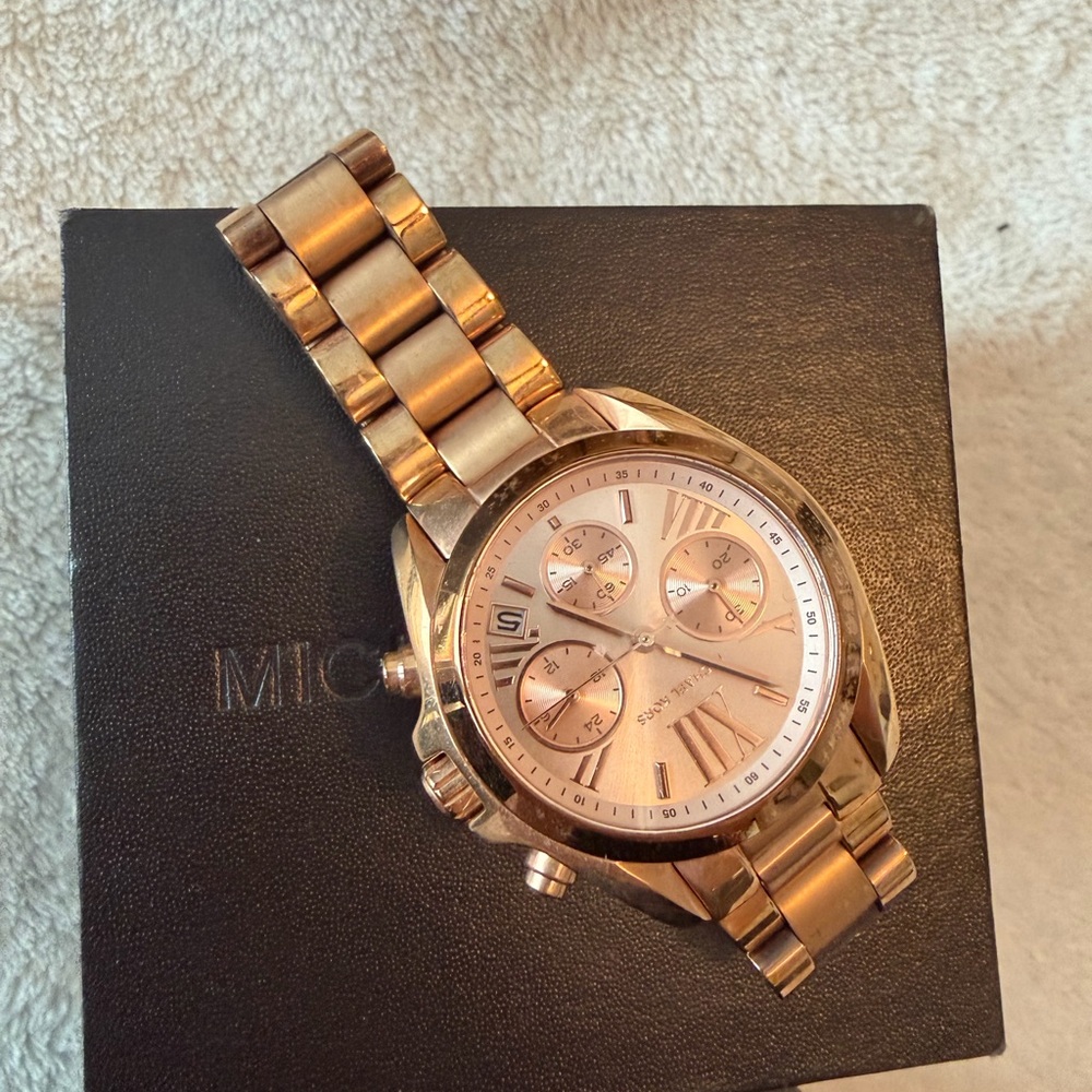 Michael Kors Rose Gold Tone Chronograph Bracelet Watch
